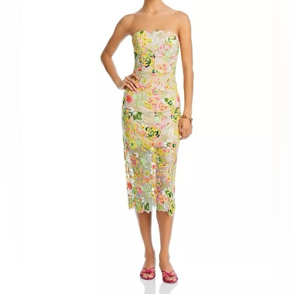 Milly | Dresses | Milly New Kait Botanical Petals Sequin Embroidered Dress  Size 6 | Poshmark